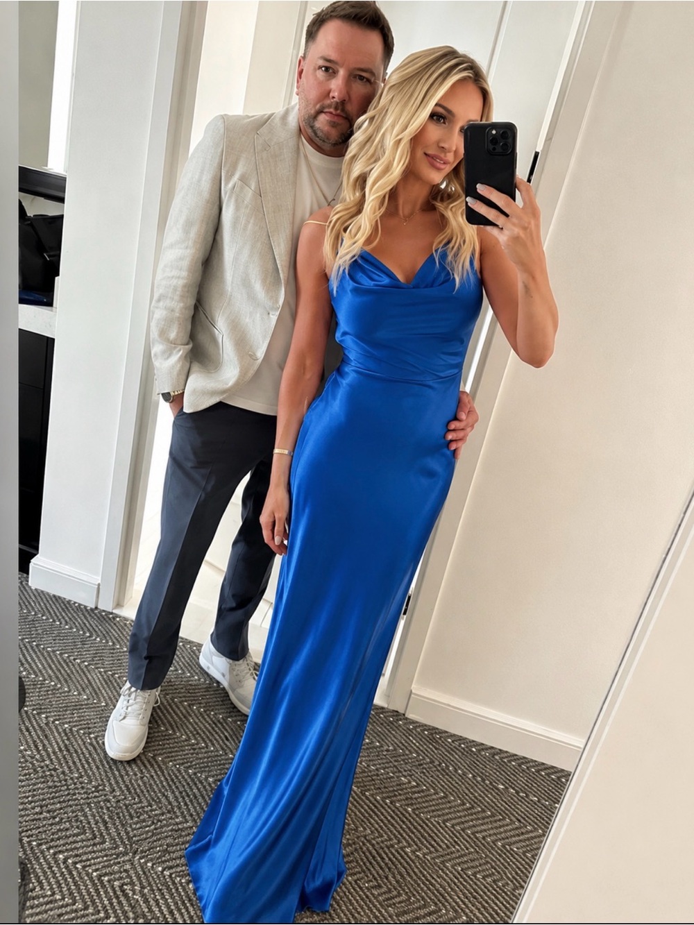 Veronica Beard Sanderson Gown in Azure | Sleek One-Shoulder Evening Dress - Picture 3 of 11
